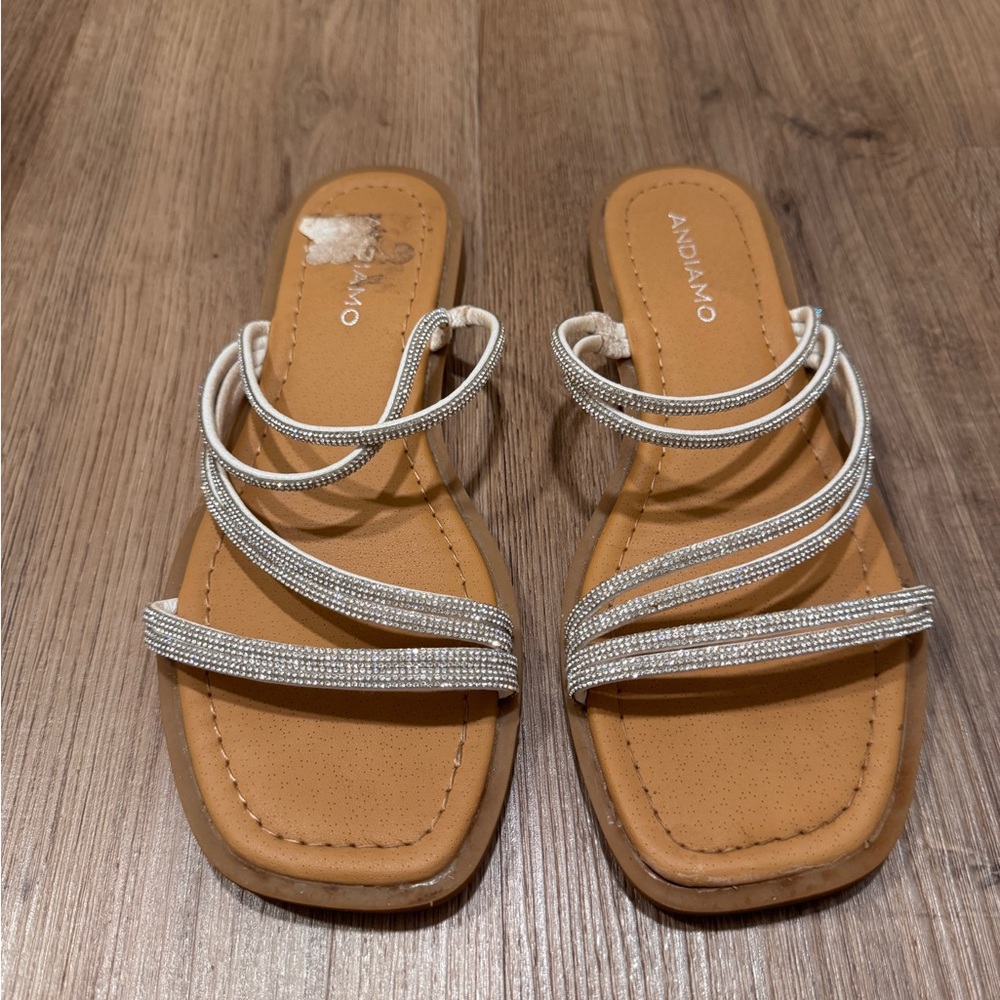 Andiamo Women's Elegant Silver Strappy Sandals